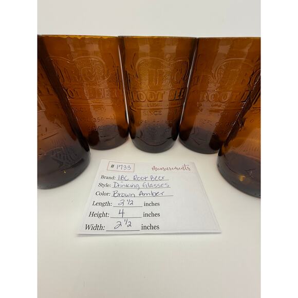 Set of 5 Upcycled IBC Root Beer 4" Tall Amber Brown Drinking Glasses Collectible - Picture 8 of 8